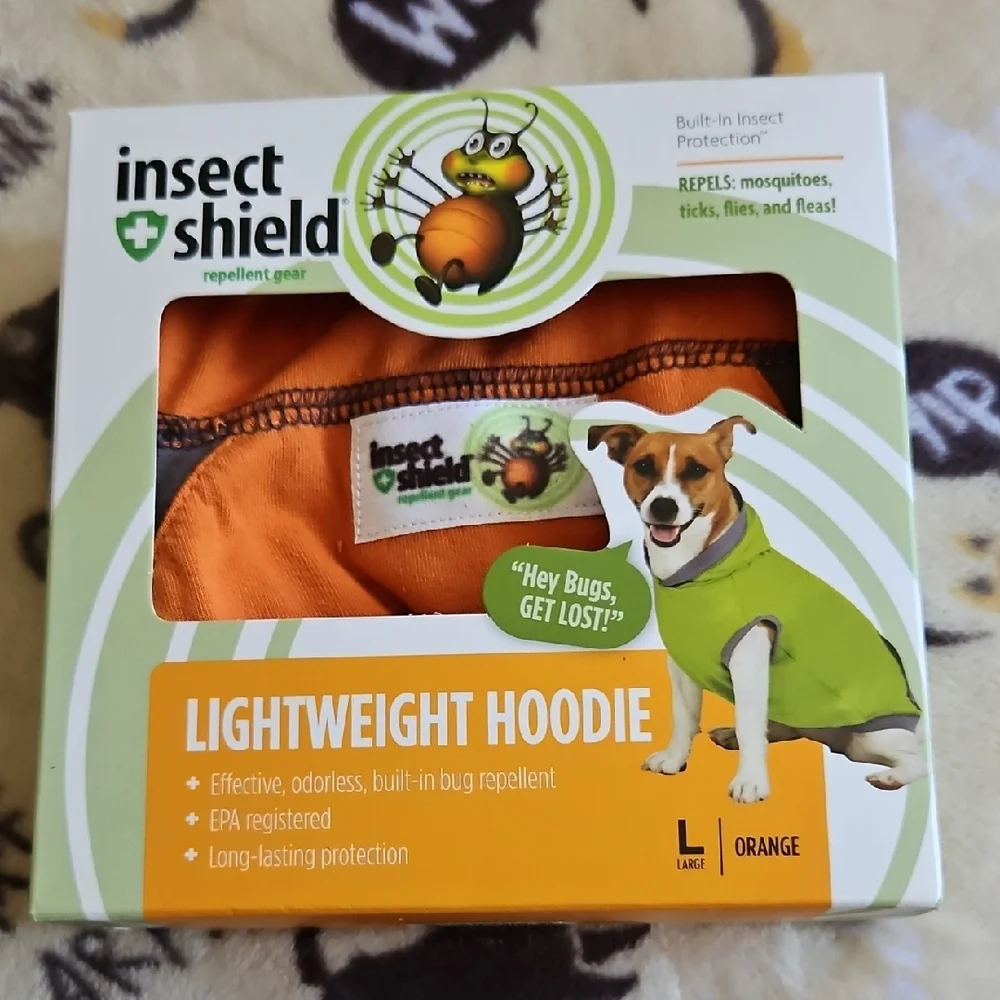 New in box. Insect Shield Dog / Pet Lightweight Hoodie. Size L. Orange. - Picture 1 of 4